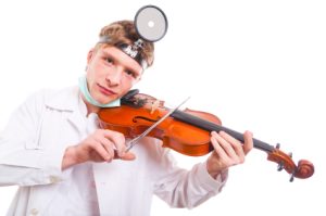 A doctor plays the violin